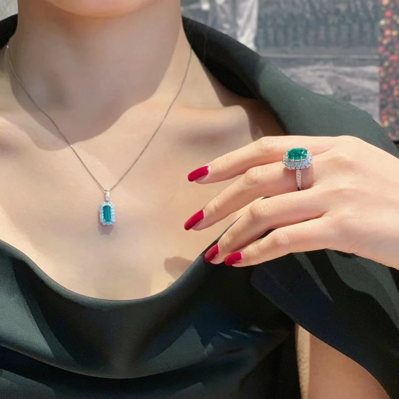 Jewlery Designer For Women Elegant Green Emerald Ring Women, Open Design, French Vintage Style, Versatile And Stylish, Index Finger Ring