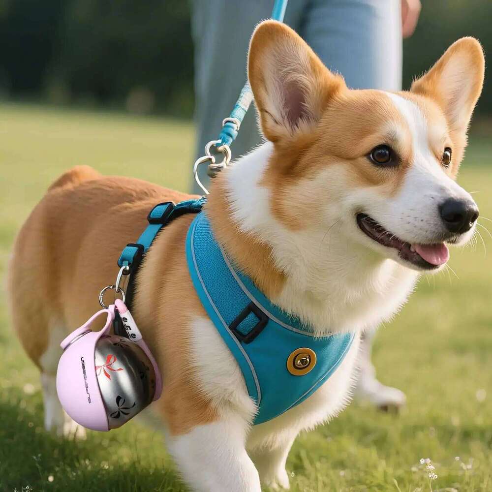 2-in-1 Portable 285ML Stainless Steel&Silicon Leak-Proof Compact Dog Outside Travel Water Bottle for Small Dogs