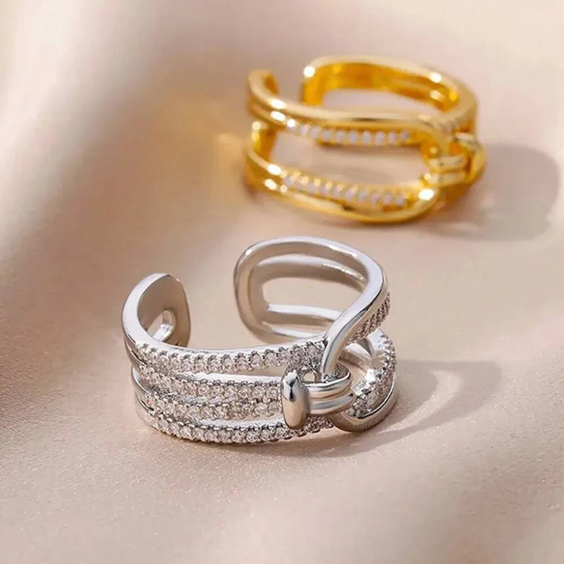 Minimalist And Fashionable Jewelry Ring With Micro Set Zirconia For Women Unique Trendy Geometric And Lightly Luxurious