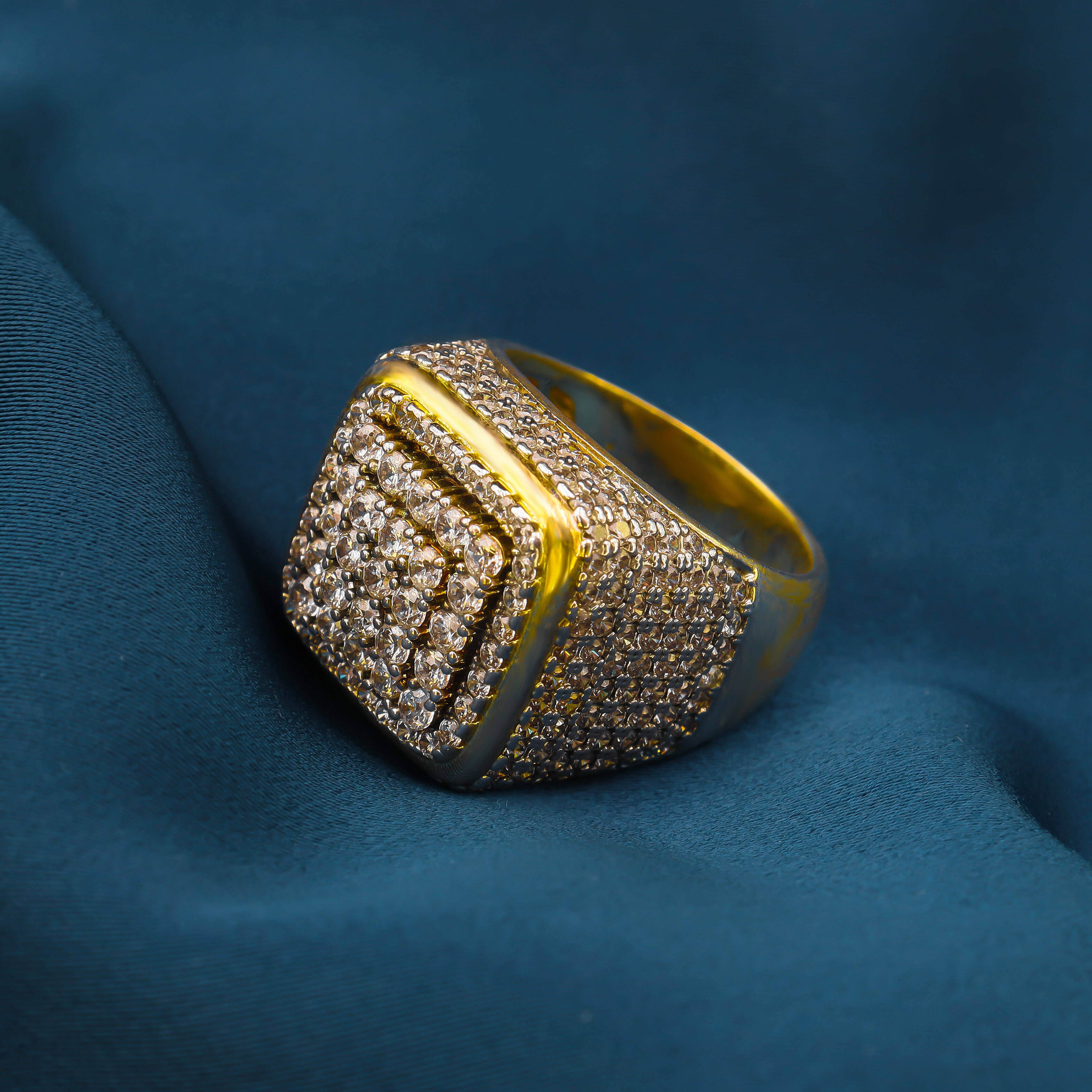 Popular Hip-hop square Ring Set with 5A Grade Moissanite Plated Ring Jewelry Prom Ring
