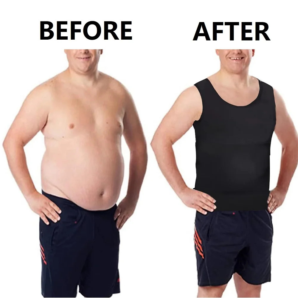 2 Packs Men Compression Shirts Tank Tops Undershirts Mens Slimming Body Shaper Vest Sleeveless Abdomen Slim Fitness Workout 260312