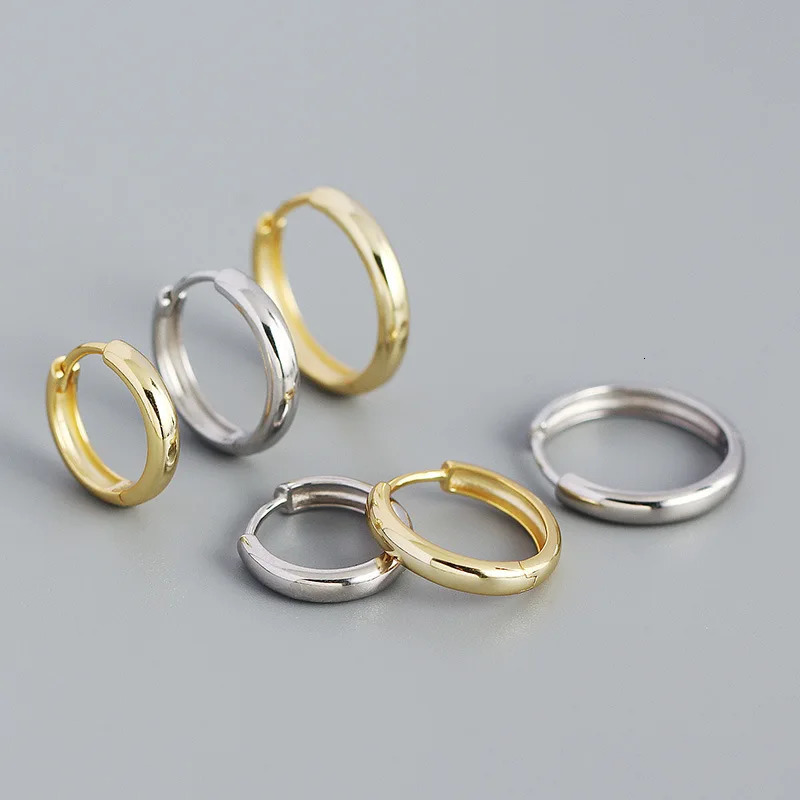 WANEME 925 Sterling Silver Minimalist Glossy Bohemian Hoop Earrings for Women Hip Hop Rock Party Piercing Jewelry Ear Buckles 260323