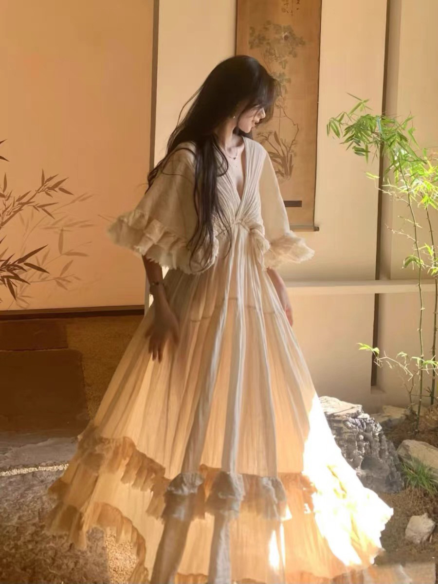 Lace Maternity Pography Props Long Maxi Dresses Baby Shower Pregnancy Po Shoot V Neck Chiffon Ruffle Bridal Gown Wedding 240315