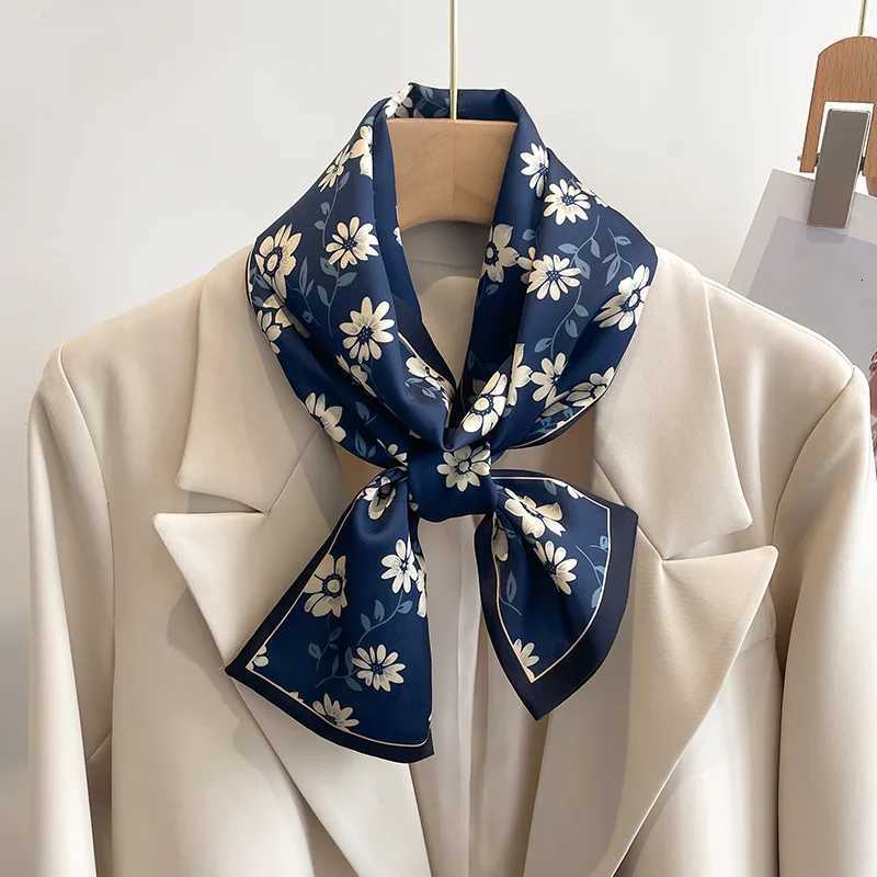 Fashion New Small Silk Scarf Women Tie Bag Headband Flower Printing Hairband Korean Style Neckerchief Ribbon Luxury Brand Z260330