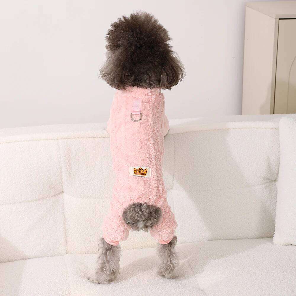 Puppy Autumn Winter Pet Cozy Jumpsuit For Small Medium Dogs Cats Warm Soft Dog Print Clothes Chihuahua Teddy Overalls