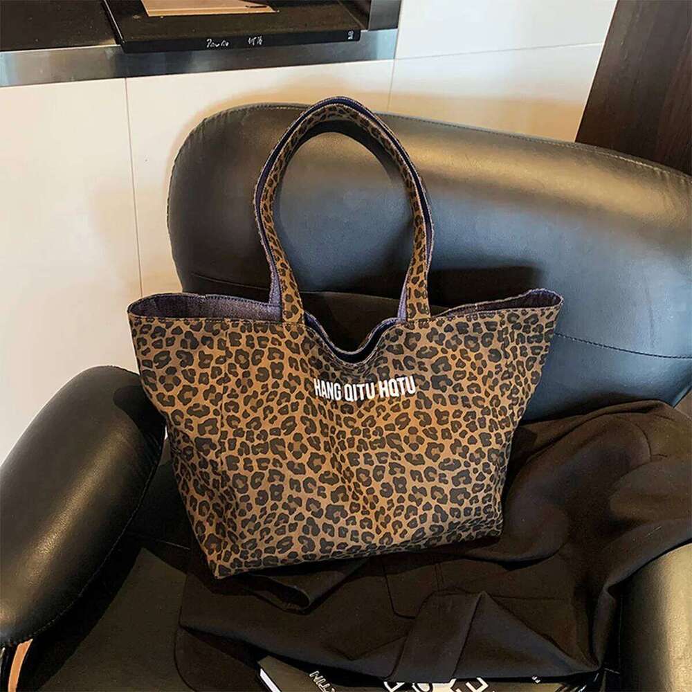Vintage Leopard Print Fashion Tote And Shoulder Bag Letter Lightweight Large Capacity Fixed Comfort Strap For Daily Shopping XIU LAI SI