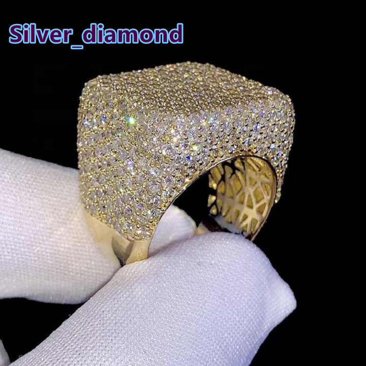 Multiple Choice Hot Sale Custom Iced Out Hip Hop Men Ring Vvs Moissanite 925 Sterling Silver Moissanite Engagement Ring Men
