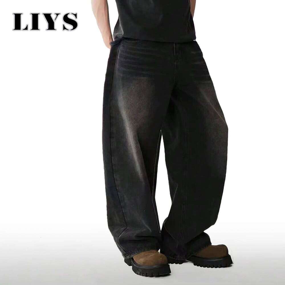 Four Season Men's Korean Version Student Casual Pants High Street Straight Loose Wide Leg Jeans Black Gray Blue Baggy Jean 26Y0330