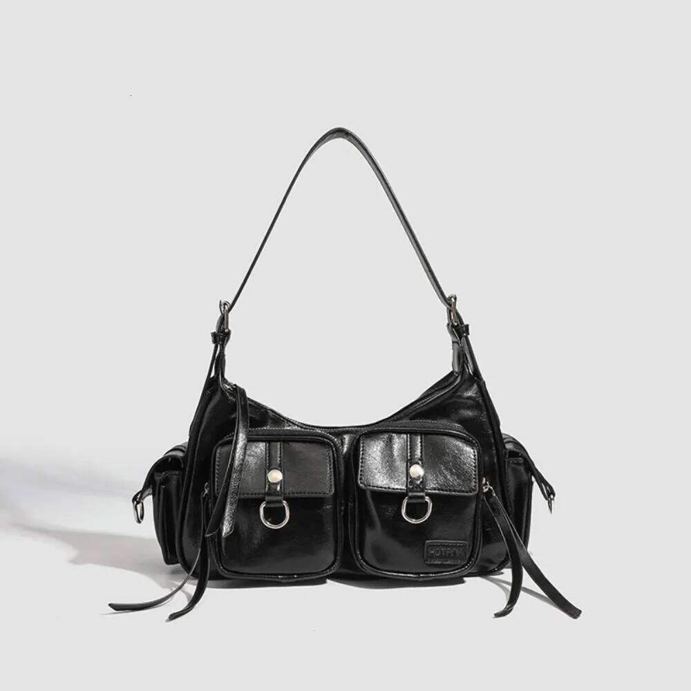 Trend Y K Retro Shoulder Multi Pocket Fashion Vintage Underarm Handbag Spicy Girl Motorcycle Bag Shopping TIANOUDAISHU
