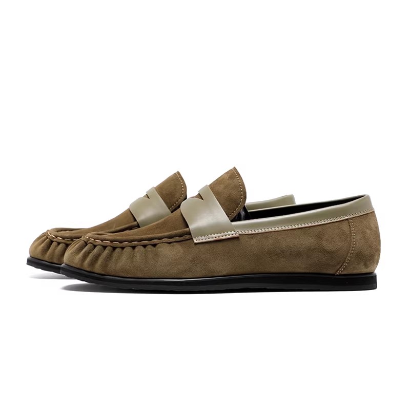 Loafers Men's Genuine Leather Soft Soled Beanie Shoes Slip-On Suede Casual Breathable Leather Shoes Driving Shoes