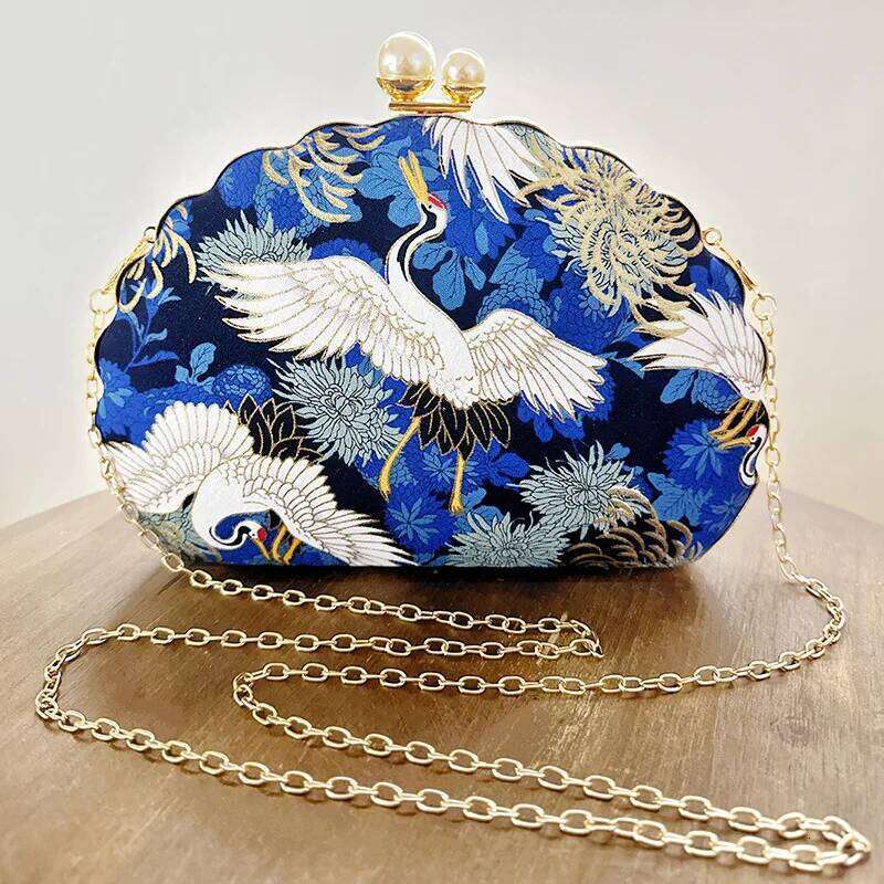 Chinese Embroidery Embroidery Women Evening Bag Wedding Shell Shaped Shoulder Handbags Mini Dinner Clutch Pearl Hasp Purse Drop Shipping
