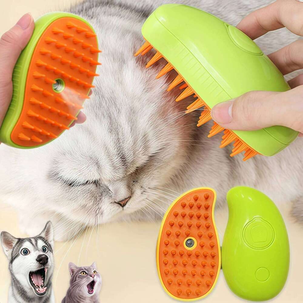 Cat Steamy 3 in 1 Steam Brush Electric Sprayer for Pet Dog Grooming Shedding Hair Cleaning Massage Combs
