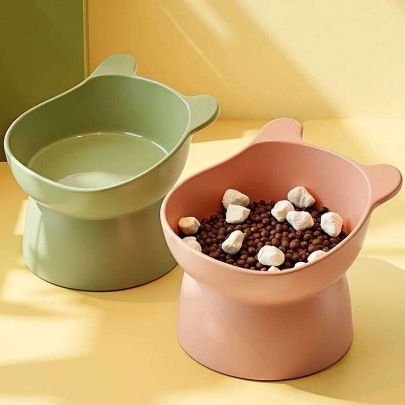 Tilted Elevated Pet Bowl, High Neck Protector Design, Anti-Choking Dog Cat Feeder with Non-Slip Base, Raised Food and Water Bowl 26W0330