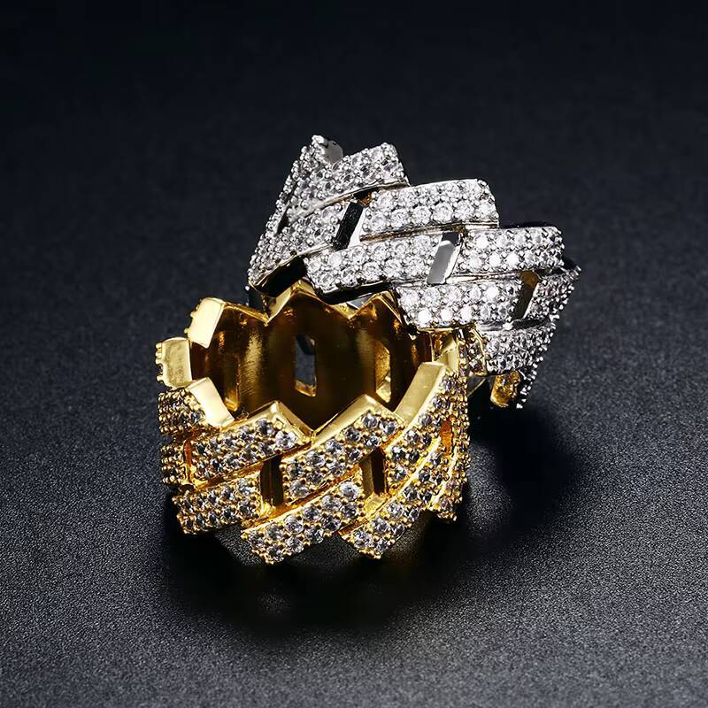 Hot Sale Men's Hip Hop Ring 18K Gold 925 Silver AAAAA Grade Moissanite Diamond Full Diamond Cuban Ring