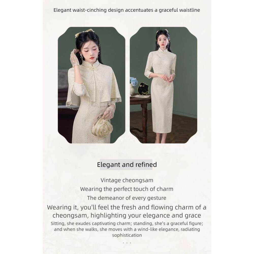 Autumn New Improved Cheongsam, Daily Wear, Traditional Chinese Style, Slim Fit, Elegant White Two-Piece Set, Young Style Cheongsam For Women Qipao Han