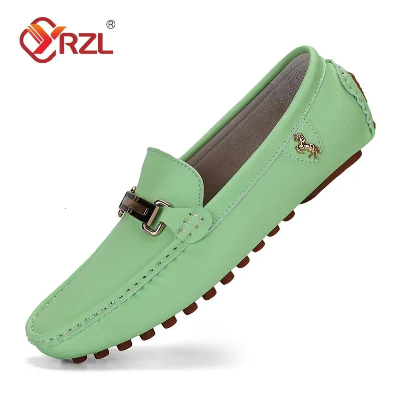 YRZL Shoes Men Handmade PU Leather Loafer Casual Driving Flats Slip-on Shoes Comfy Moccasins White Loafers Shoes for Men 260330