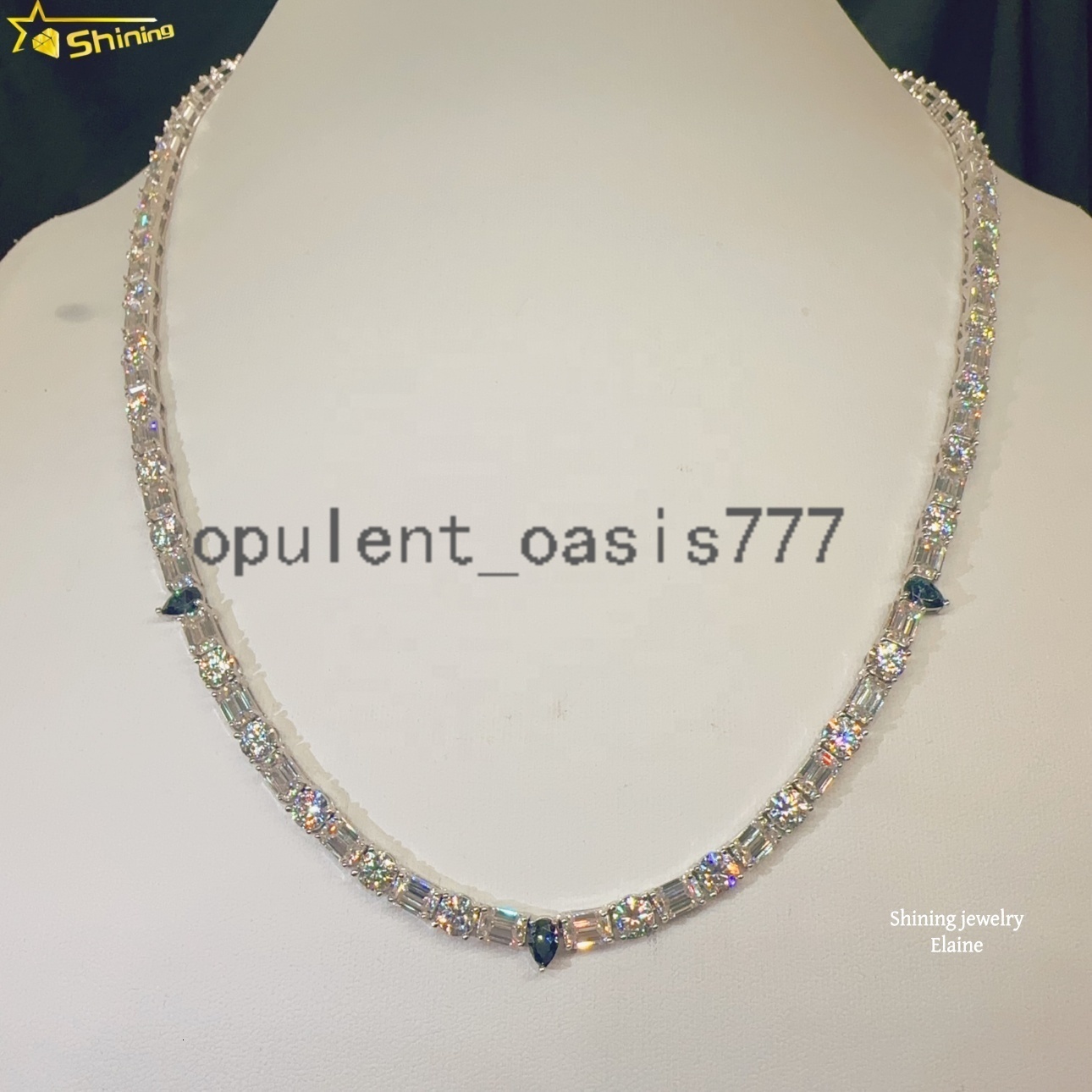High Quality Fashion High Quality Hip Hop Iced Out Fine Custom Diamond 5MM 925 Sterling Silver Moissanite Tennis Chain Necklace
