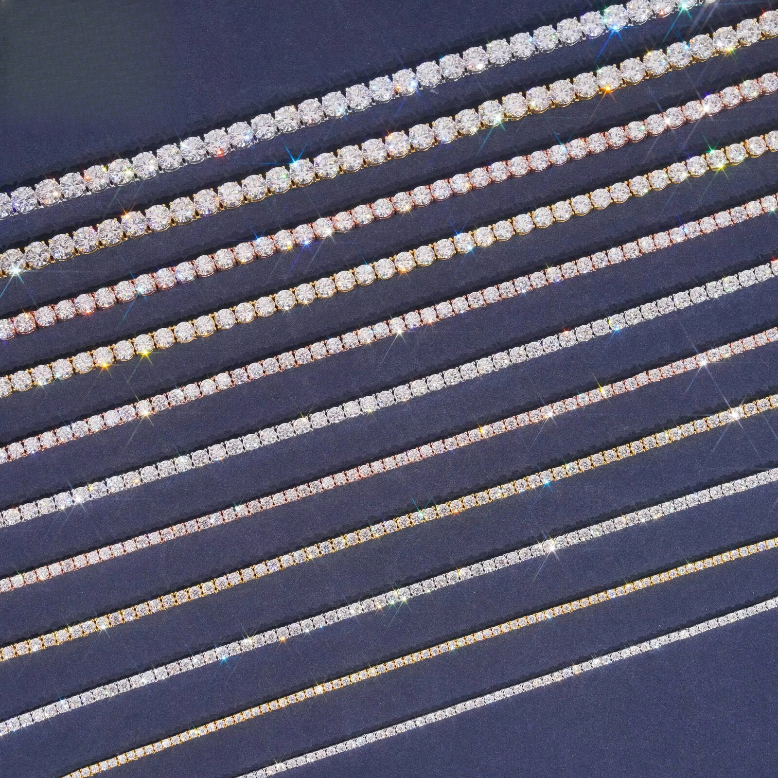 Shimmering and dazzling 6mm moissanite tennis necklace. Full diamond design. Fashionable and upscale. Suitable for both men and women. Ideal gift for 