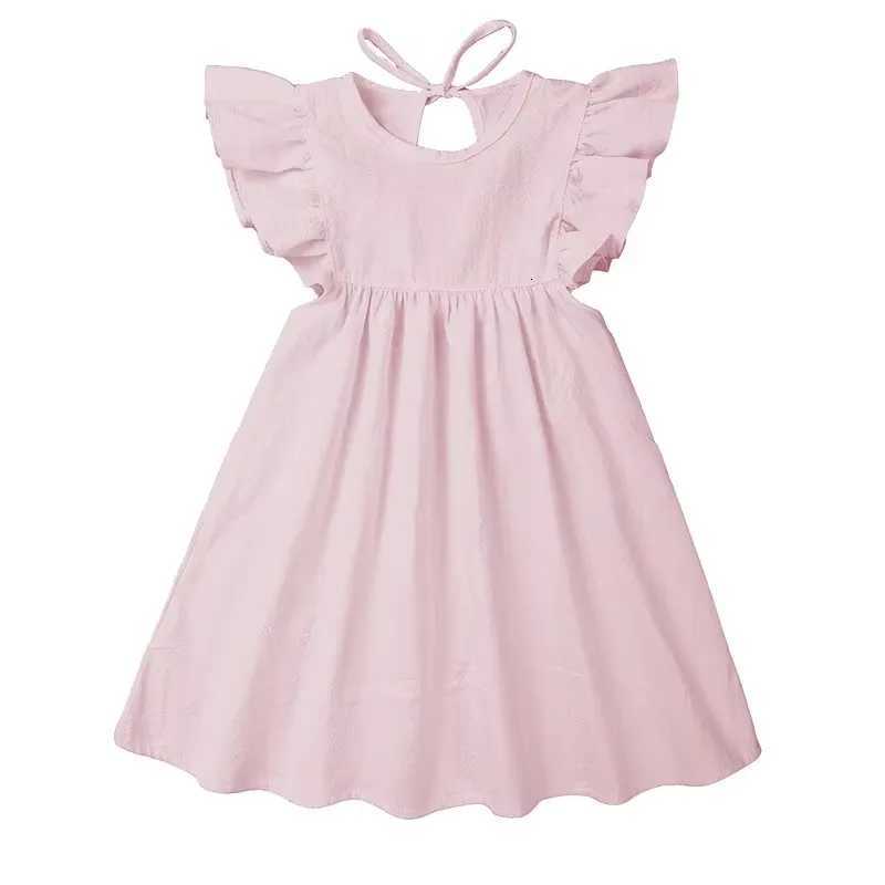Baby Dresses Linen Cotton Summer Girls Clothes Ruffles White Princess Dress 1st Birthday Party for 0-6Y Flower Girls ClothingT260330
