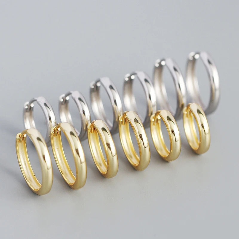 WANEME 925 Sterling Silver Minimalist Glossy Bohemian Hoop Earrings for Women Hip Hop Rock Party Piercing Jewelry Ear Buckles 260323