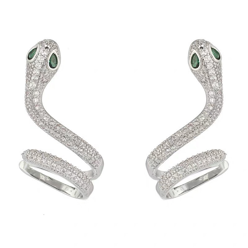 Fashionable Personality Full Diamond Snake-shaped Light Luxury Design Sense Earrings Minimalist Snake Ear Jewelry