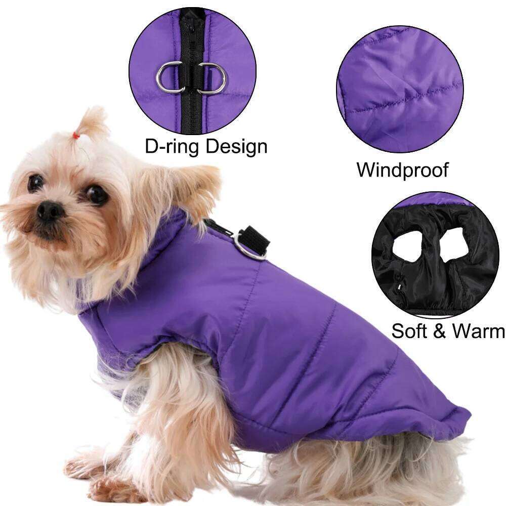 Clothes Pet Dog Jacket Coat For Small Medium Dogs Cats Winter Warm Puppy Solid Outfits With D-ring Russell Terrier Costumes