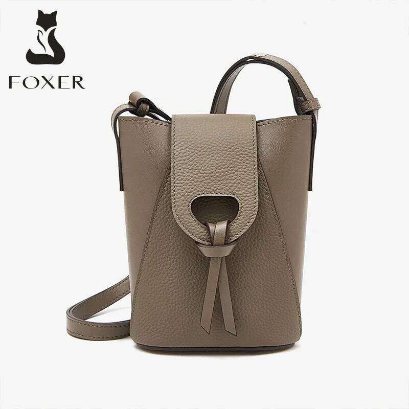 FOXER Mini Phone Travel Lightly For Girl Fashion Crossbody High Quality Small Women Split Leather Shoulder Cellphone Bag