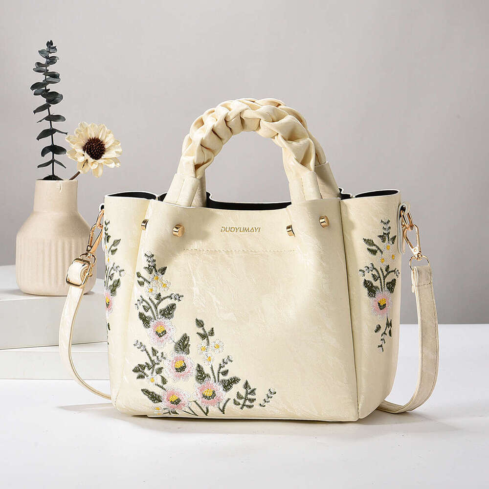 2026 New Model Chinese Style Textured Embroidered Simple Elegant Handbag Shoulder Crossbody Fashionable Women's Bag Chinese Embroidery Fashion Ba