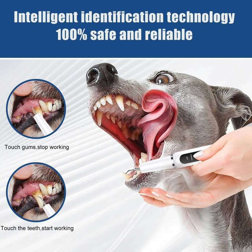 Cleaning Kit Pet Ultrasonic Canine Plaque Remover for Teeth with LED Light 3 Modes USB Charge Dog Sonic Tooth Cleaner