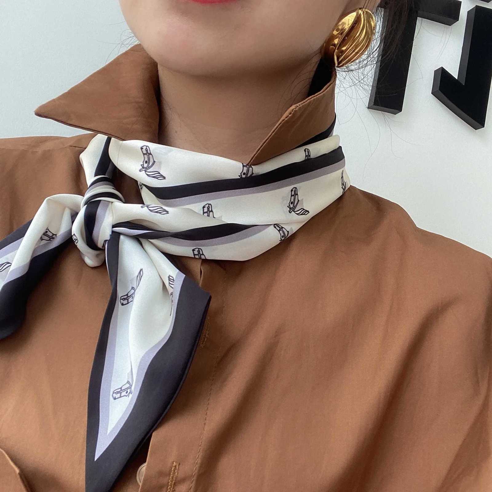 Fashion Neckerchief Skinny Hair Bands Women Silk Scarfs Long Headbands Bag Scarves 14x145cm Print Hairband Neck Scarf For Ladies Z260330