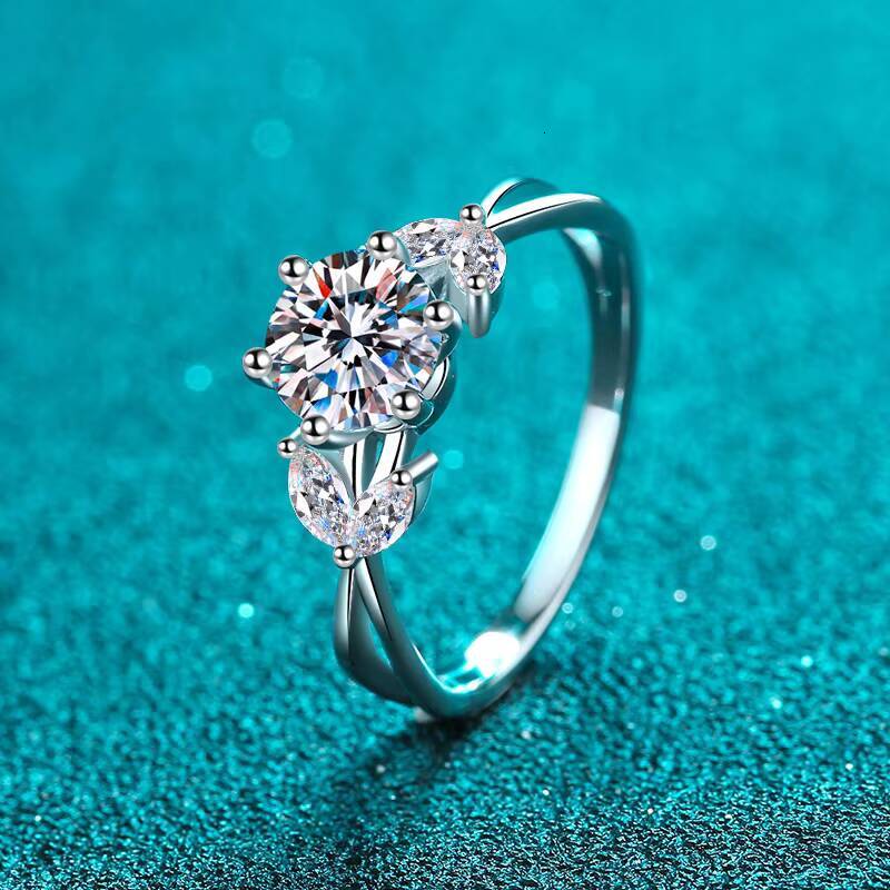Hot Sales Sterling Silver 925 Ring Woman Fine Jewellery Diamond Moissanite Ring 10ct Engagement Rings