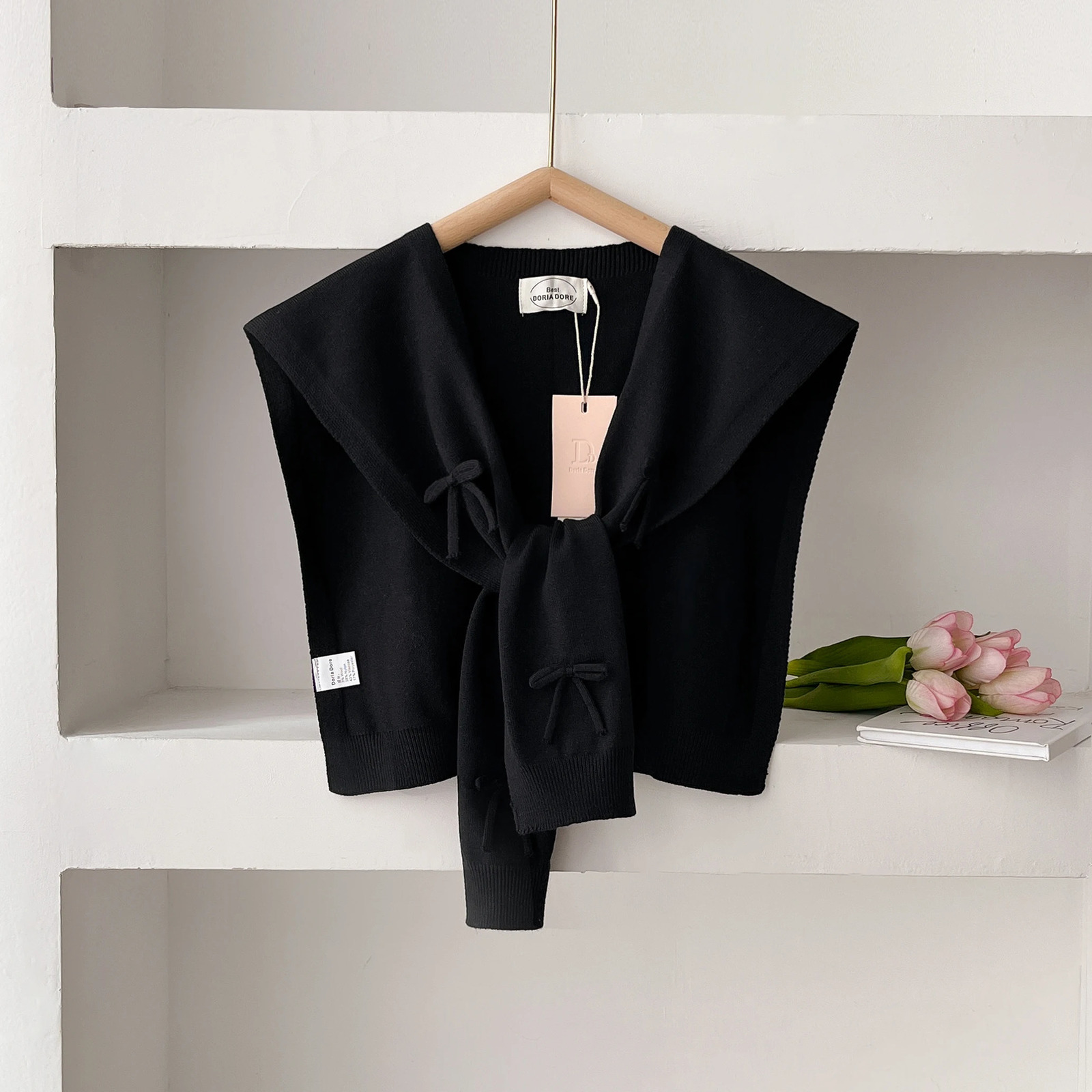 Korean Knitted Shawl Summer Air Conditioning Fake Collar Neck Guard Knit Thin Knotted Cape Shoulder Scarf For Women 260325