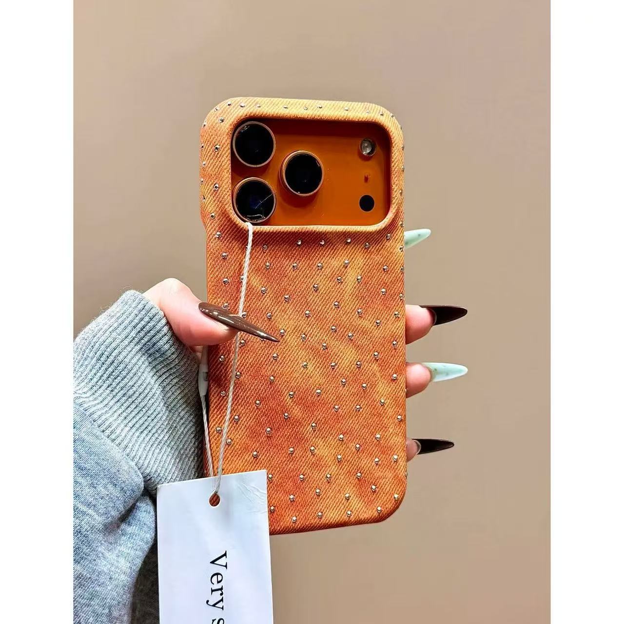 Korean high-end denim leather pattern gypsy star with diamond is suitable for iPhone Apple mobile phone case