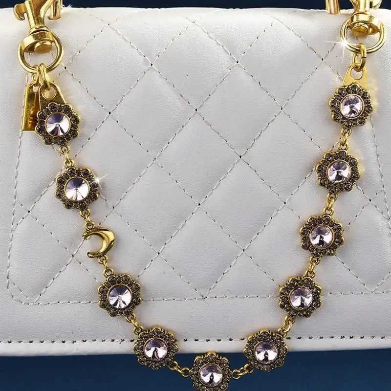 Fashion Bag Charm Chain - DIY Decoration Chains with Flowers Short Gold Chains for Bags Purses Clutches Handbags Z260330