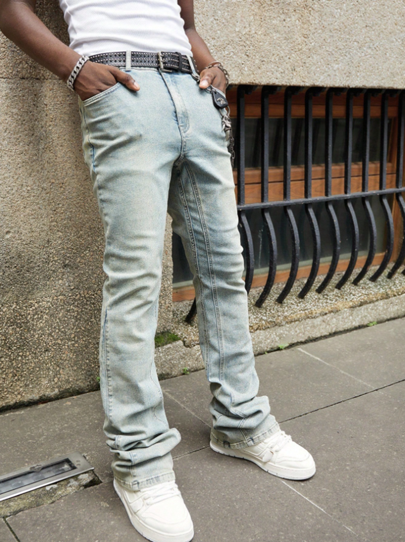 Contemporary Stylish Men's Vintage-Inspired Indigo Jeanwear for Casual Elegance Model H258