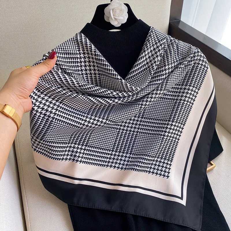9090cm Women Scarf Silk Feeling Hair Neck Square Brand Office bandanna muffler Waiter Flight Attendants Handkerchief Rings wrap Z260330