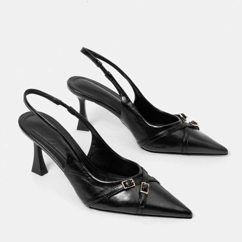 Luxury Spring Summer Thick Heel Women Sandals Fashion Pointed Toe Singbacks Mules Shoes Ladies Elegant Dress Pumps Z260330