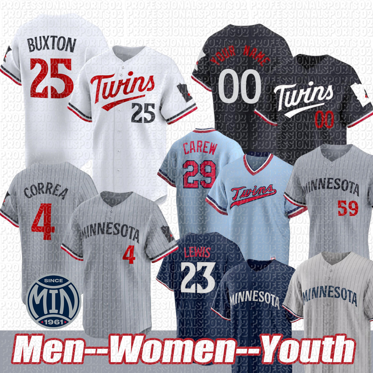 Minnesotacity Twins Jerseys #4 Correa #25 Buxton #59 Duran #49 Lopez Minnesotacity Jerseys Carlos Correa Byron Buxton Jhoan Duran Pablo Lopez Twins Jersey