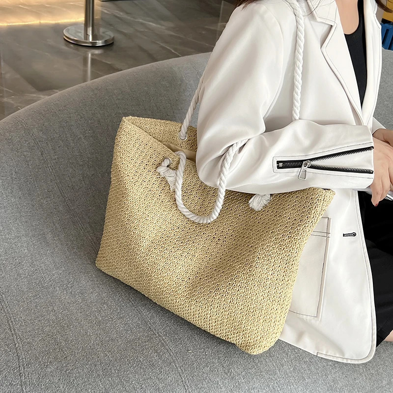 Summer Vacation Handmade Woven Womens Shoulder Bags Fashion Straw Underarm Bag Large Capacity Ladies Handbags260316