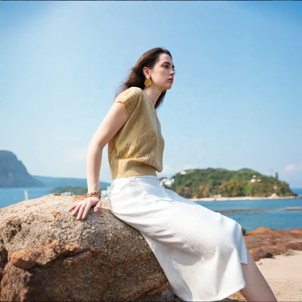 Luxury Designer Gold Knit Top Women French Style V Neck Cap Sleeve Blouse Summer Sexy Cross Front Slim Fit Top with White Patchwork Linen Skirt