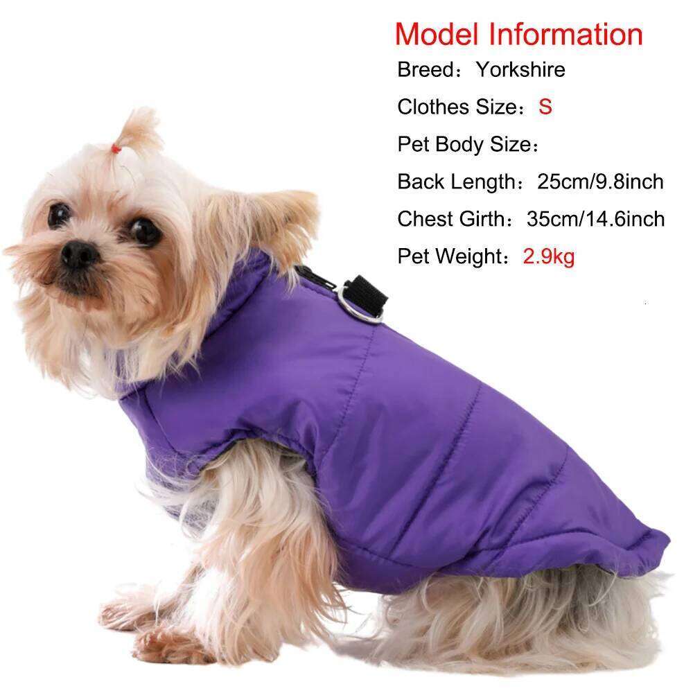Clothes Pet Dog Jacket Coat For Small Medium Dogs Cats Winter Warm Puppy Solid Outfits With D-ring Russell Terrier Costumes