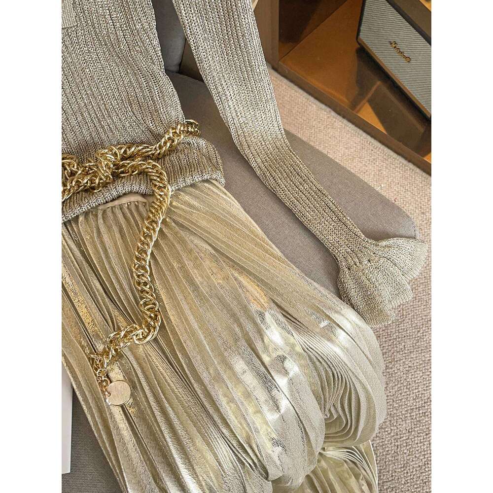 Asian Size Luxury Evening Fake Two Piece Long Sleeve Pleated Autumn New Style Dress For Women Elegant Mdng260330