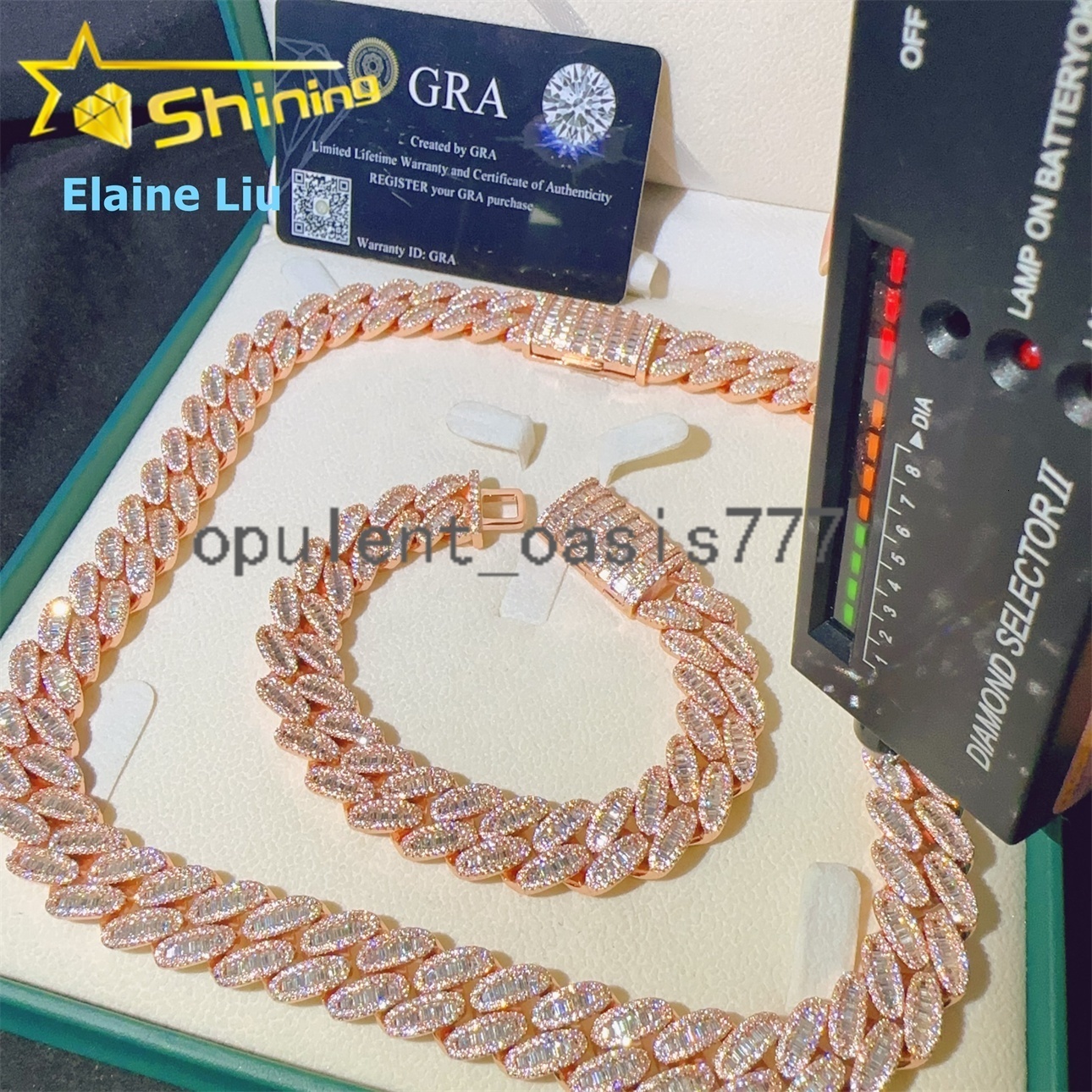 15MM Sterling Silver 925 Moissanite Cuban Miami Cuban Necklace Hip Hop Jewelry VVS Moissanite Cuban Link Chain Necklace