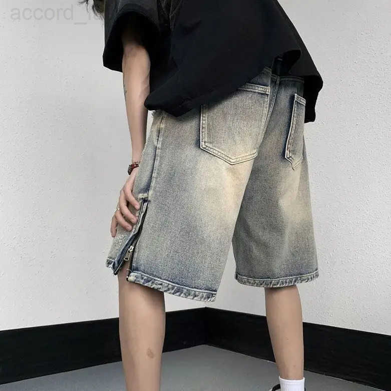 Mens High Street Ripped Denim Versatile Loose and Handsome Shorts H260330