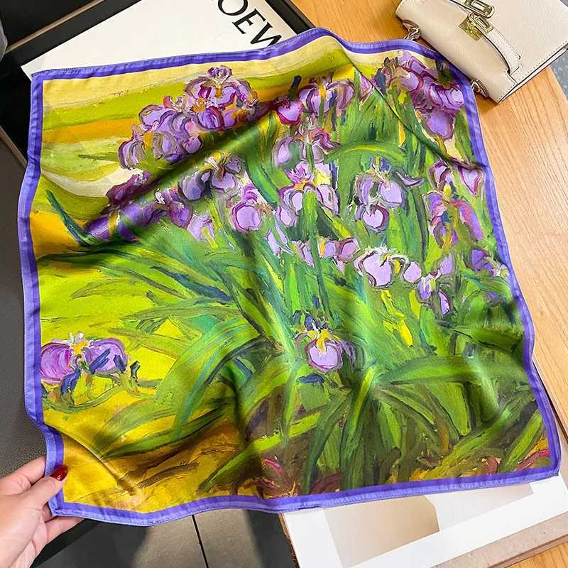2025 Fashion 100 Real Silk Scarf 53cm Square Bandelet Wens Silk Temperament Small Scarf Neck Decorative Wrap Printed Scarves X260328