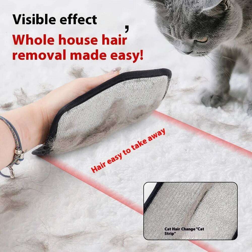 Upgrade Tool Reusable Static Removal Double-Sided Grooming Gloves for Pets Removes Pet Fur Hair Carpets