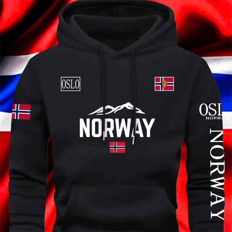 Norwegian Print -selling Men Women Hooded Sweatshirt Autumn Winter Daily Outdoor Vacation Fitness Casual Warm Sportswear 260327