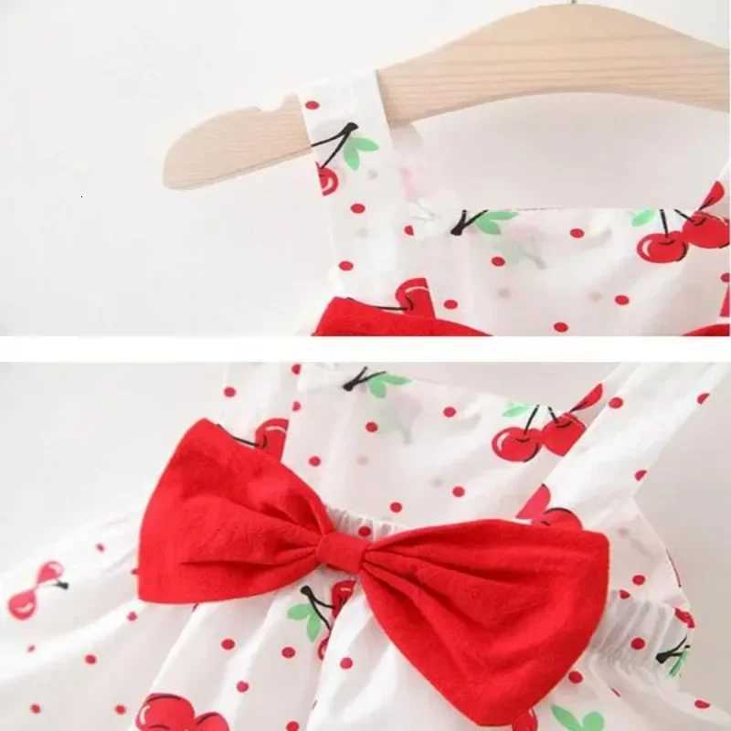 1Pc Kids Girl Summer Sleeveless Dress Cute Print Bow Casual Dress with Straw HatT260330