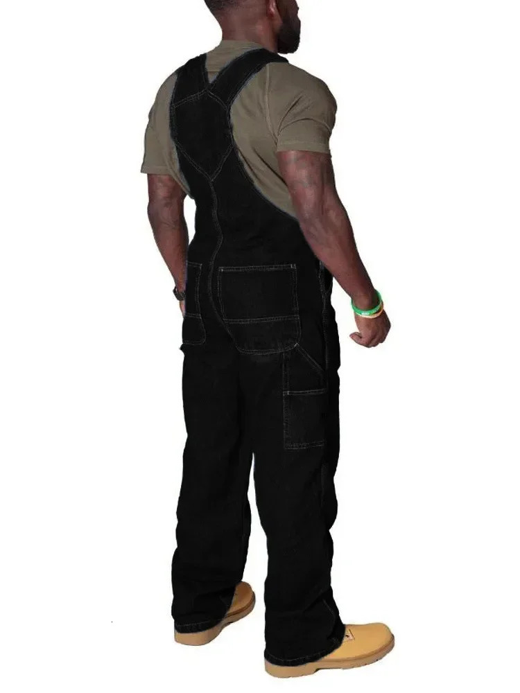 Mens Cargo Trousers Solid Jeans Overalls for Men Fashion Denim Jumpsuits Oversized Pants Men Clothing Full Length Tracksuit 260326