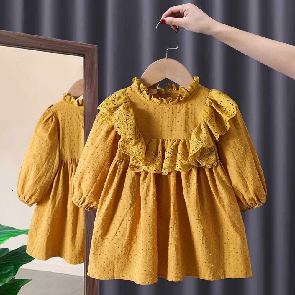 Spring fall toddler kids Girls Clothes baby Lace Solid Dress for children Girls Clothes 1 2 3 4 5 6th Birthday Dresses dressT260330